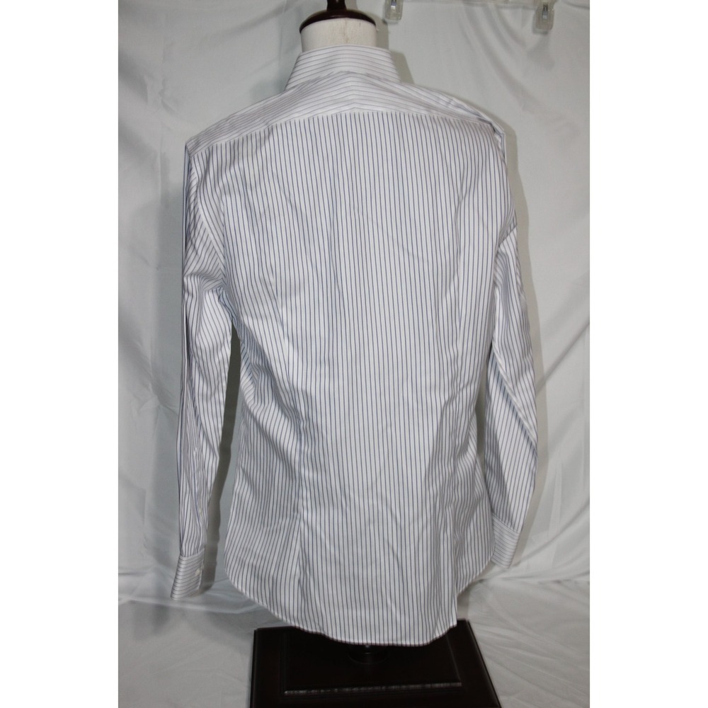 SUITSUPPLY TRAVELLER Men's 44/17.5 White Blue Stripes Dress Shirt - Picture 7 of 7